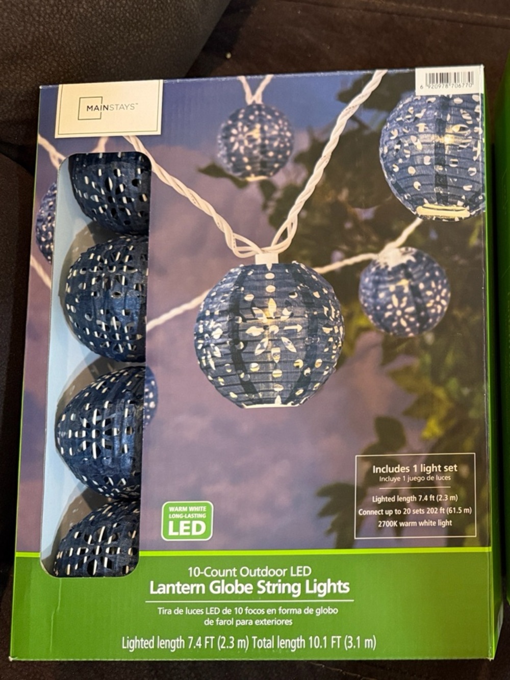 Mainstays Blue Lantern Globe LED String Lights - 10-Count- 2 boxes